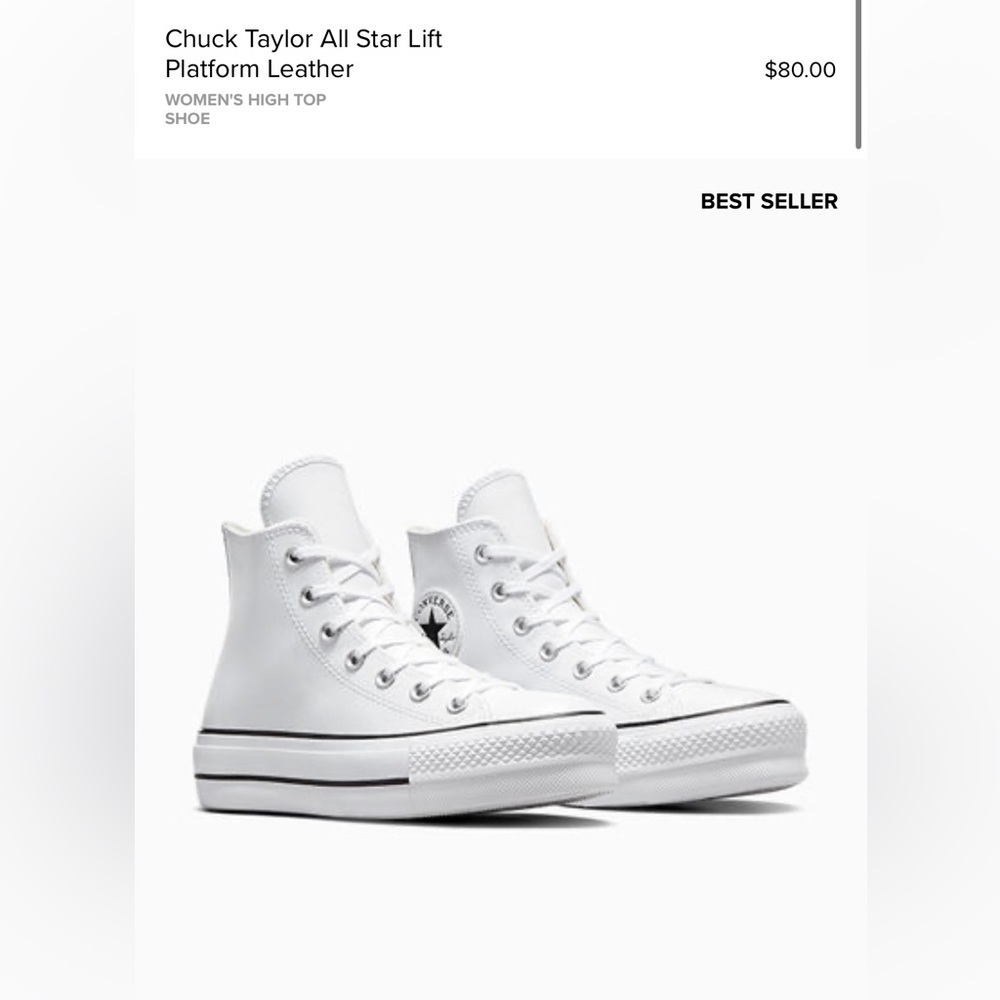 NEW Chuck Taylor All Star Lift Platform Leather WHITE 7